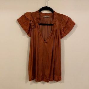 Ulla Johnson size 0 top, flutter cap sleeve, color: rust